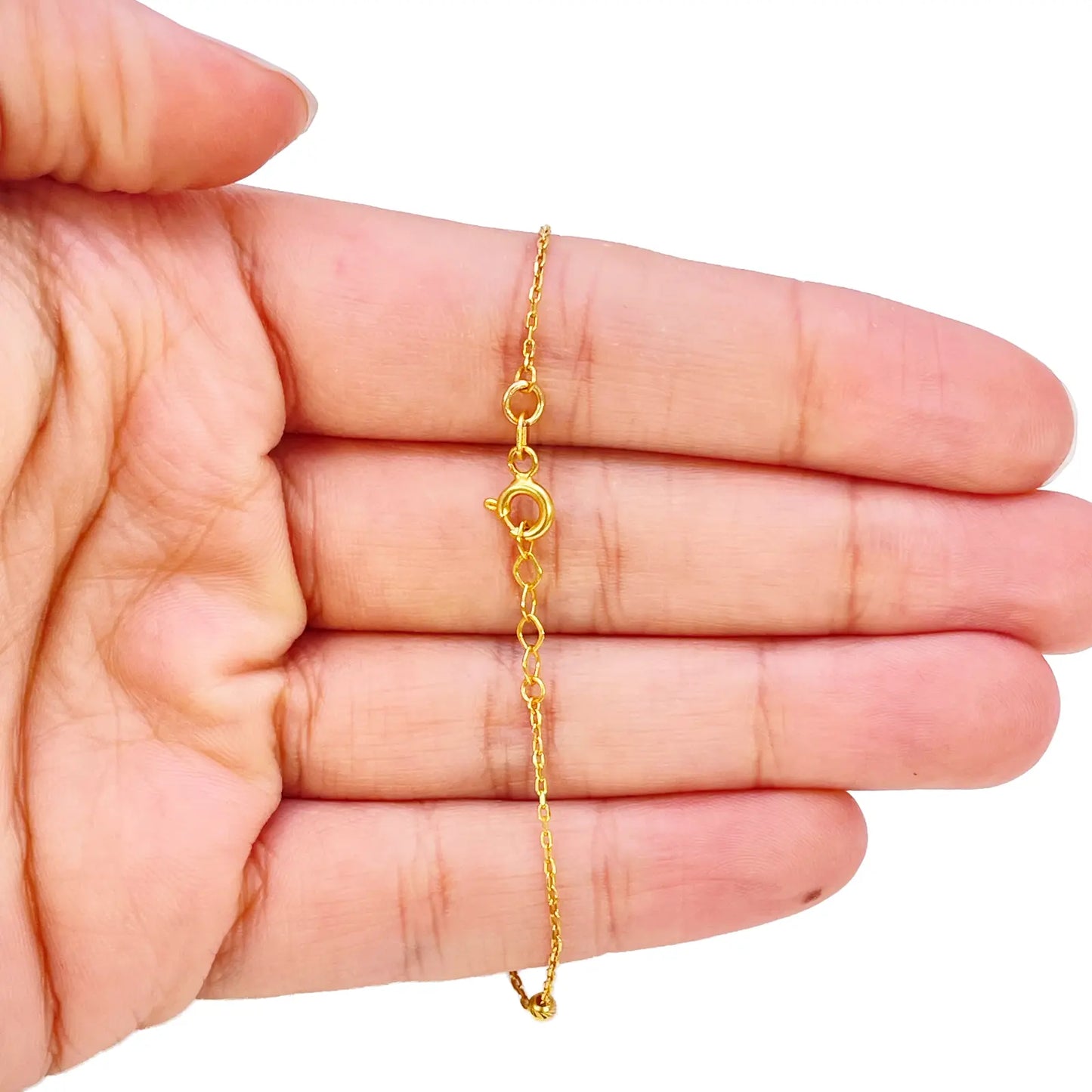 22ct Gold Dainty Beaded Cubic Zirconia Triple Disc Bracelet Diamond Cut Lightweight 7 Inches 