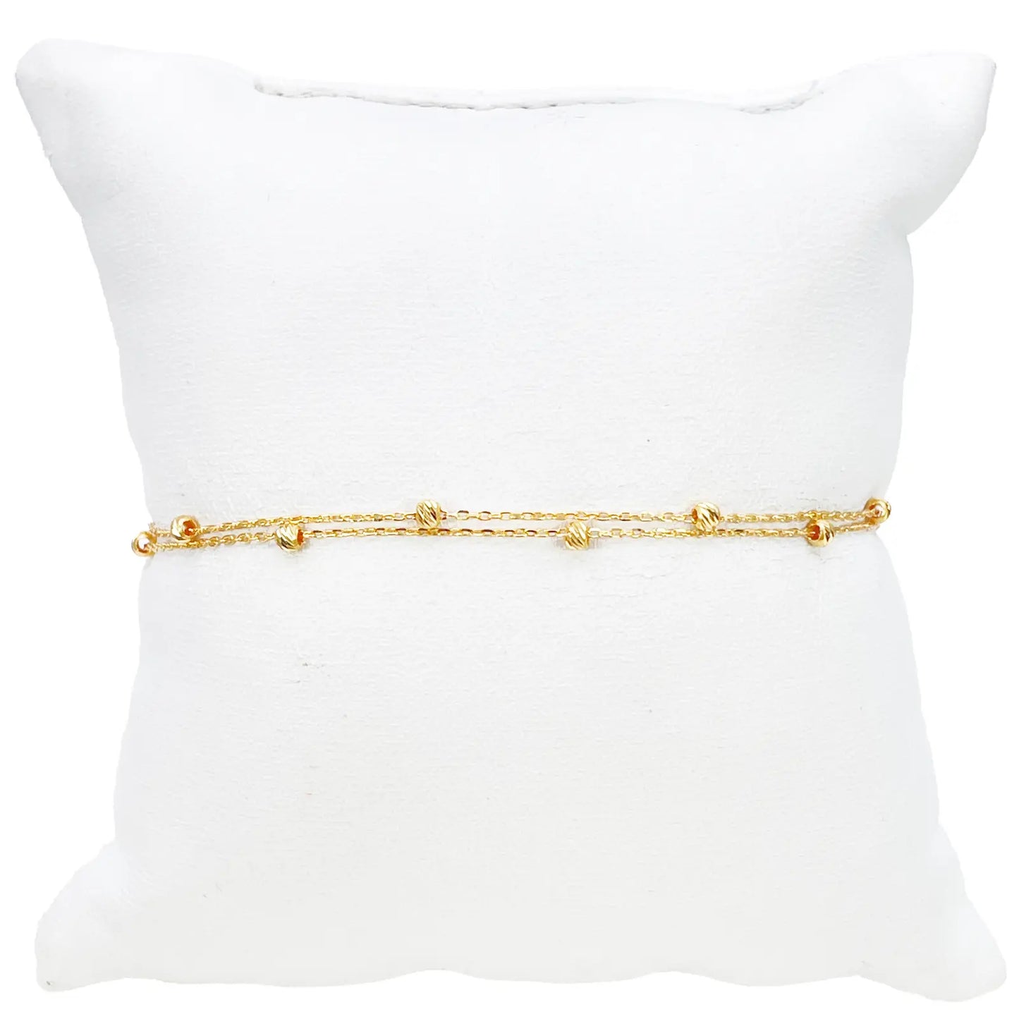 22ct Gold Double Layer Diamond Cut Bead Cable Chain Bracelet 7 Inches¬†