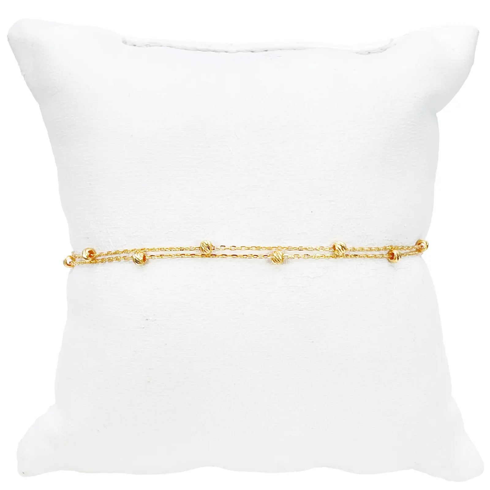 22ct Gold Double Layer Diamond Cut Bead Cable Chain Bracelet 7 Inches¬†