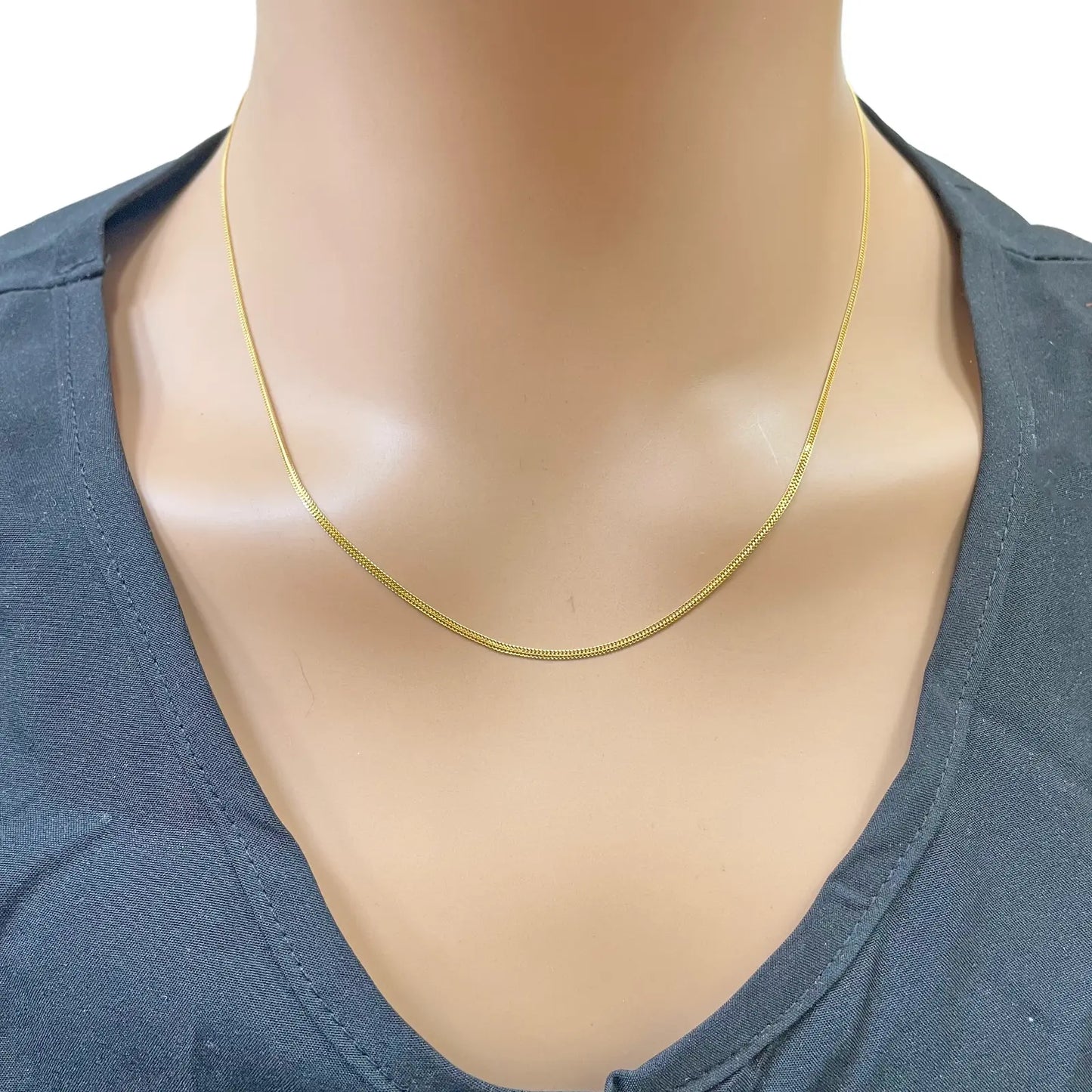 22ct Gold Herringbone Chain Lightweight Flat Necklace 18 Inches 1.3mm Width 
