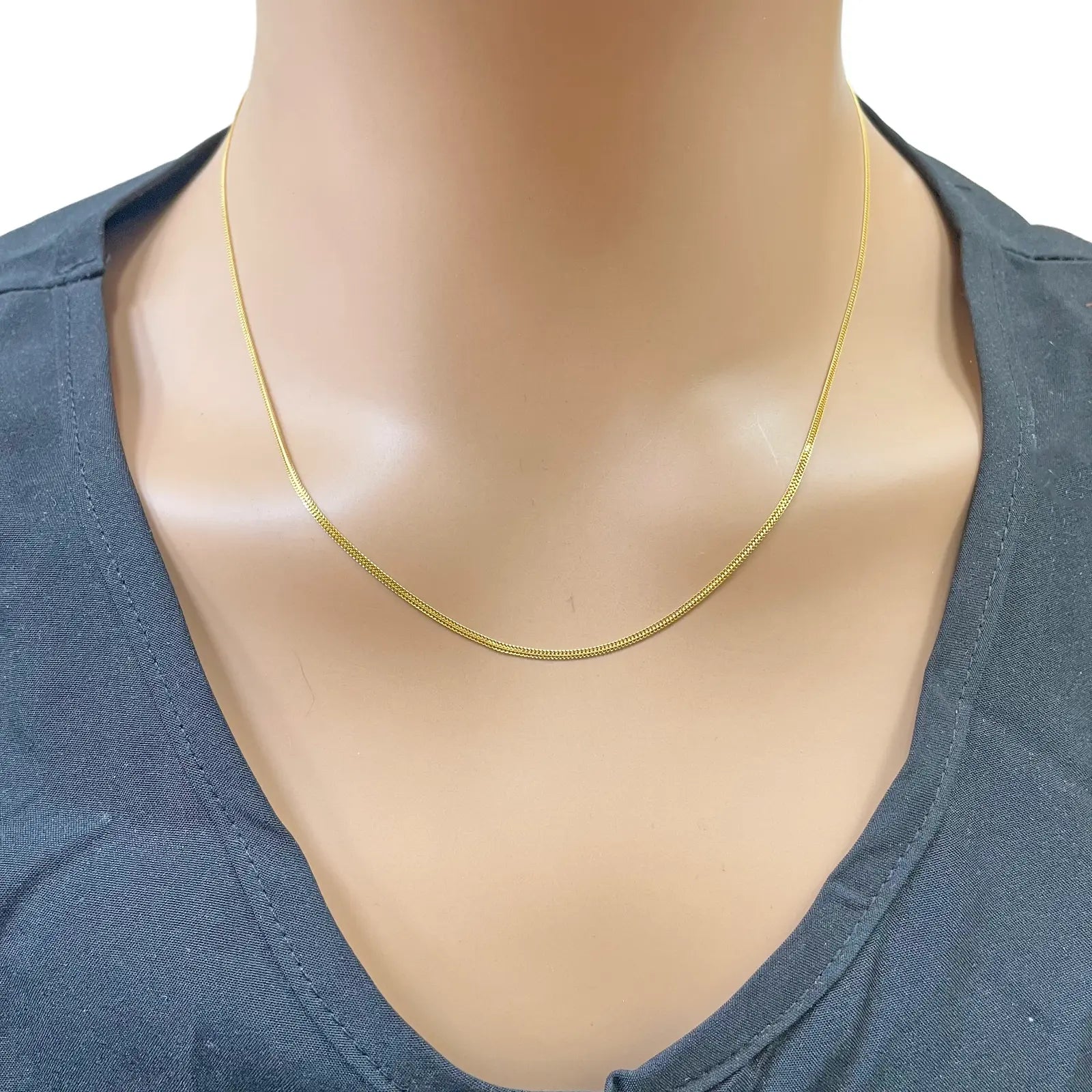 22ct Gold Herringbone Chain Lightweight Flat Necklace 18 Inches 1.3mm Width 
