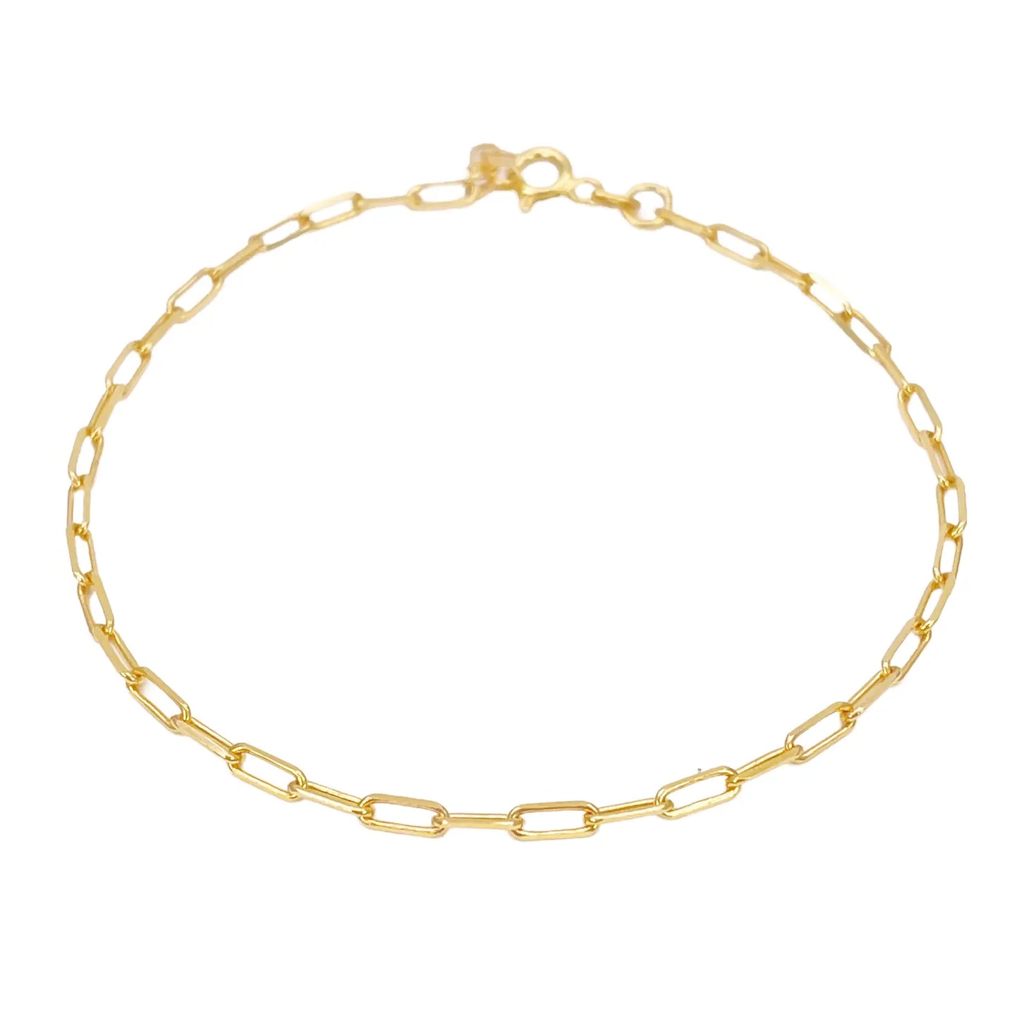 22ct Gold Paper Clip Link Bracelet High Polished 7.5 Inches 2mm Wide 