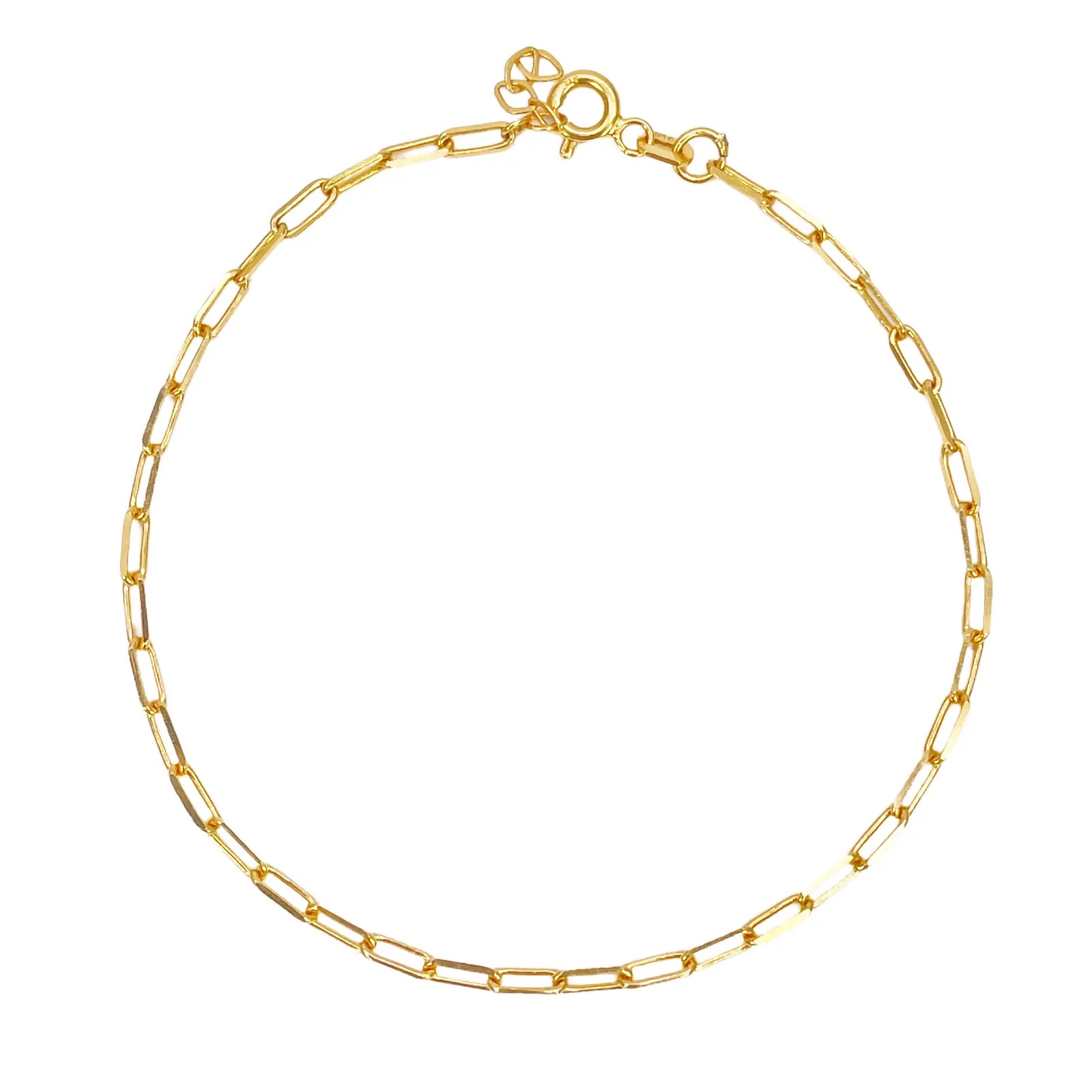 22ct Gold Paper Clip Link Bracelet High Polished 7.5 Inches 2mm Wide 