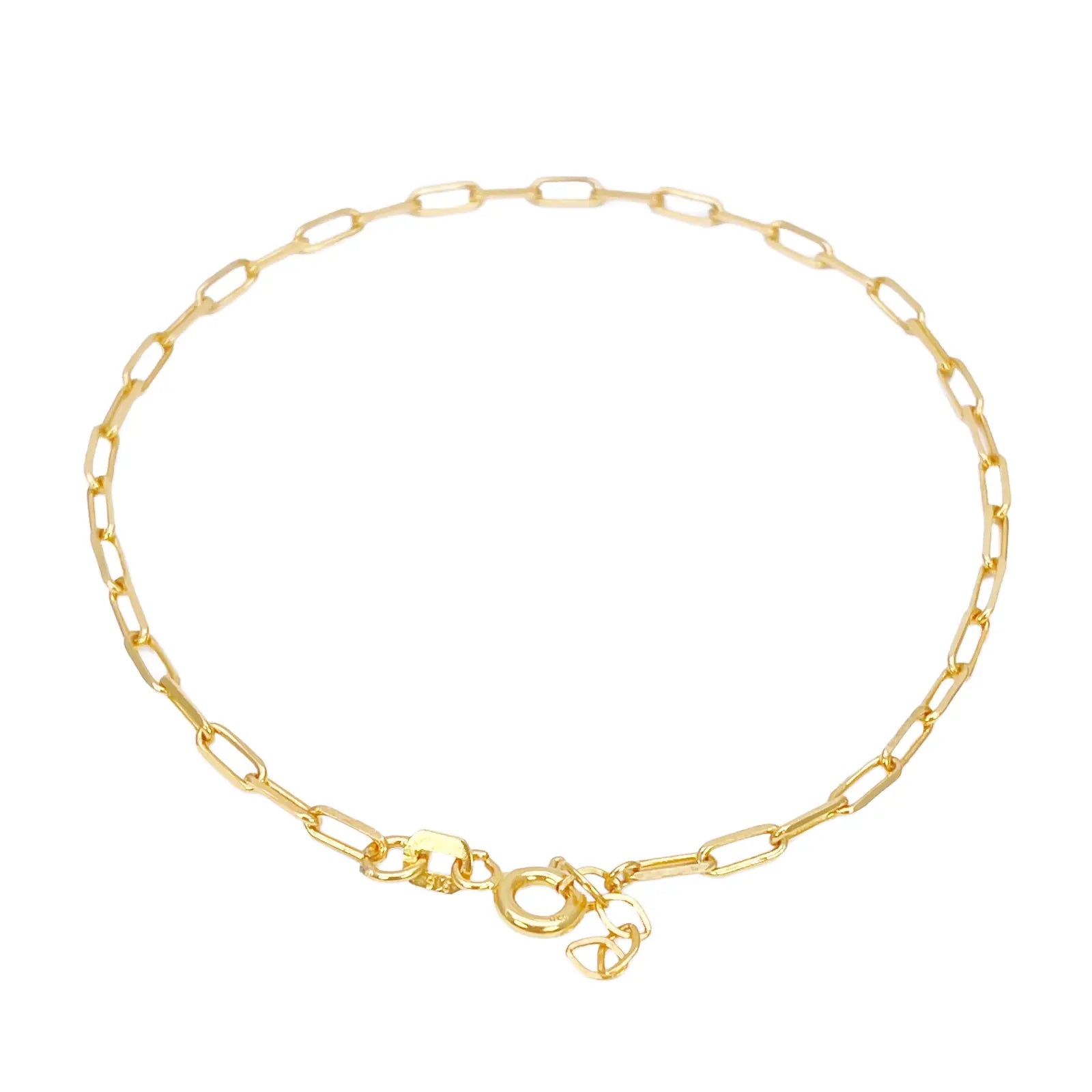 22ct Gold Paper Clip Link Bracelet High Polished 7.5 Inches 2mm Wide 