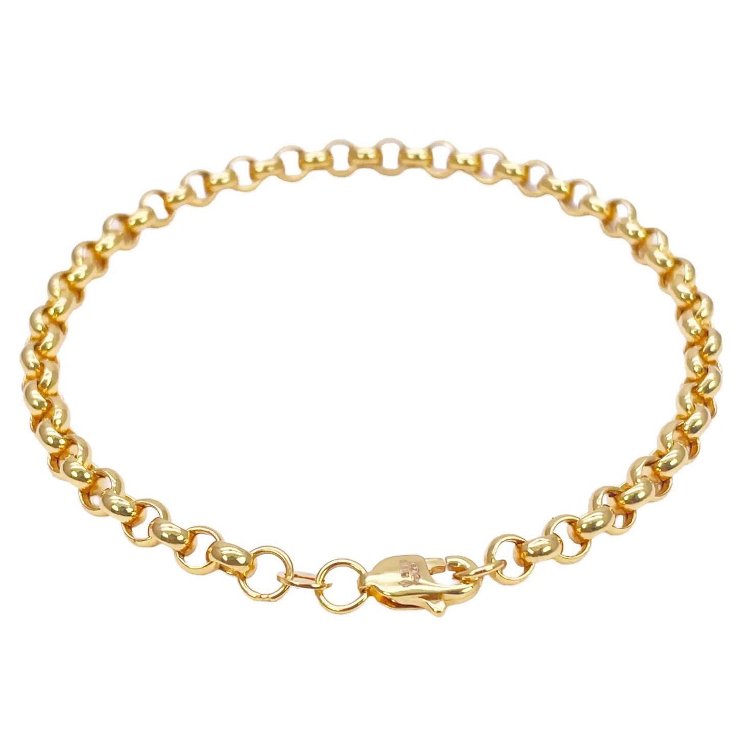22ct Gold Rolo Bracelet High Polished Lightweight 7.5 Inches 4.9mm 