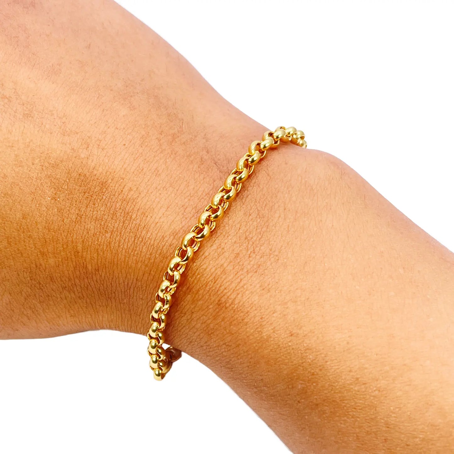 22ct Gold Rolo Bracelet High Polished Lightweight 7.5 Inches 4.9mm 