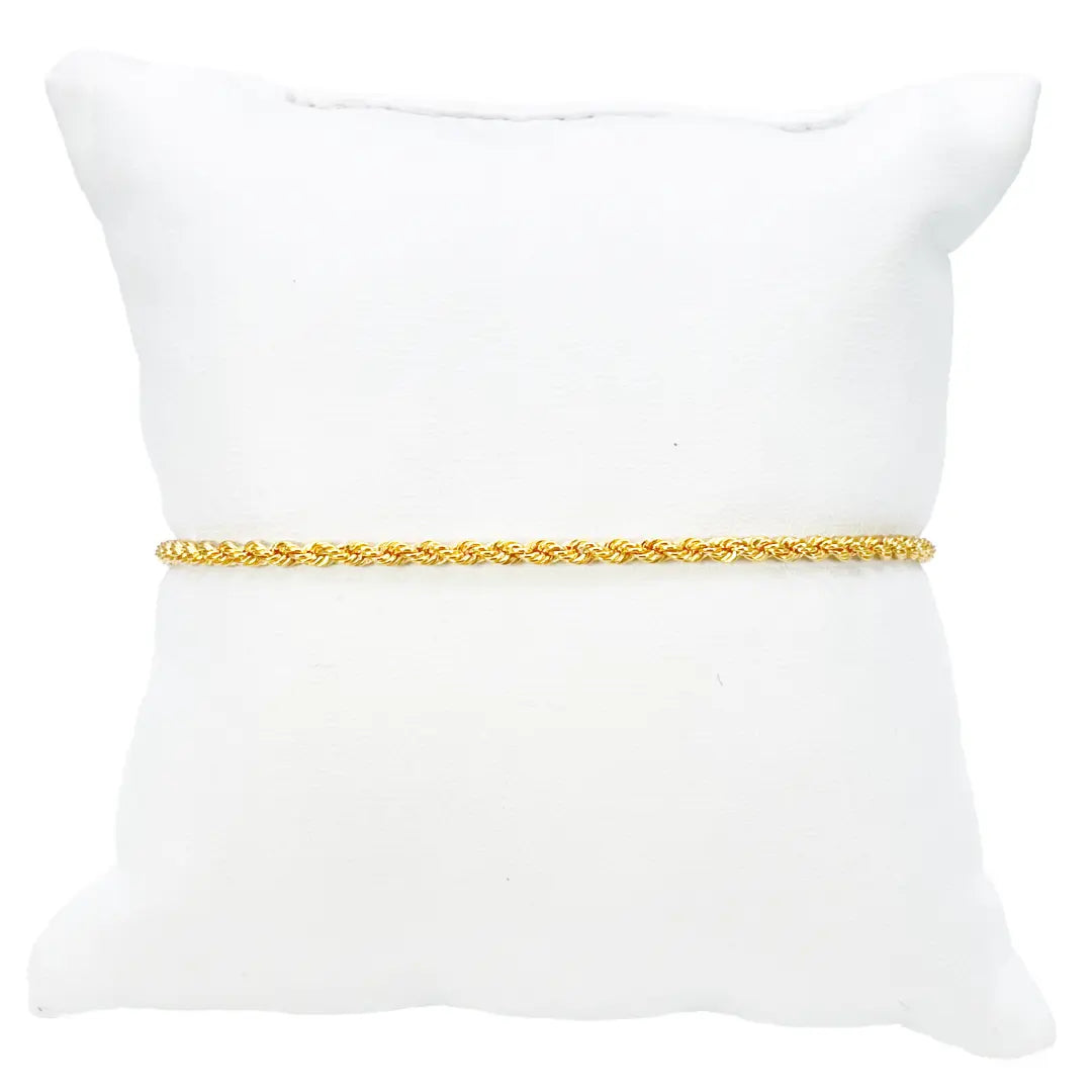 22ct Gold Rope Chain Bracelet Lightweight 7 Inches 2.2 mm  Gold Bracelet