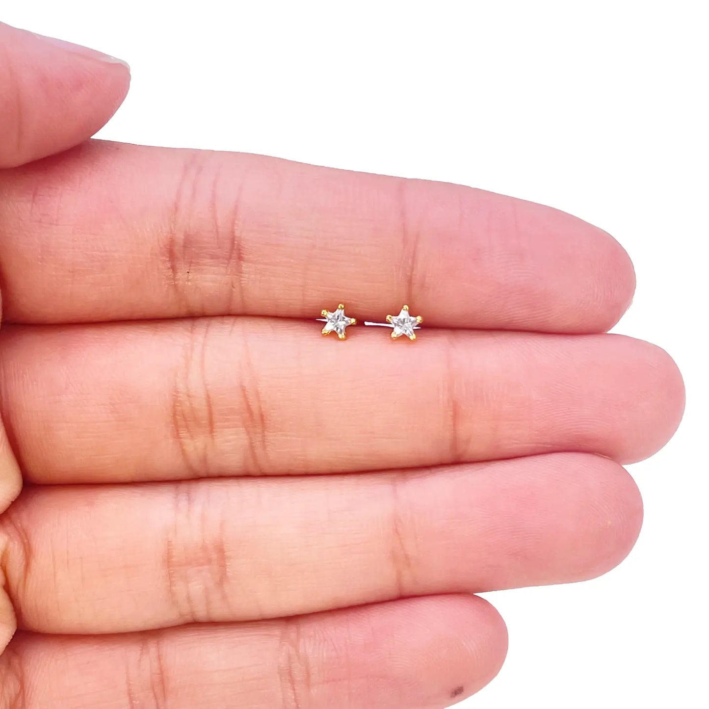 22ct Gold Star Childrens Tiny Stud Earrings 3.8mm 