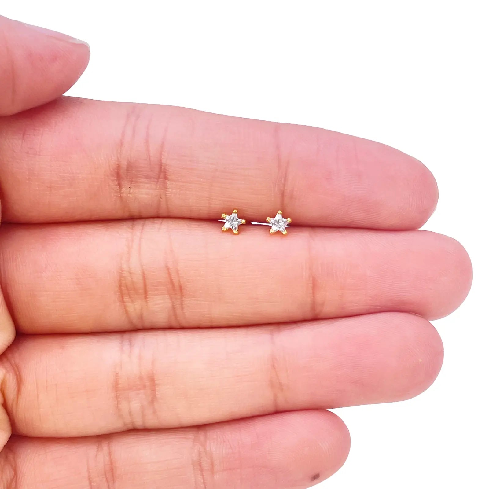 22ct Gold Star Childrens Tiny Stud Earrings 3.8mm 