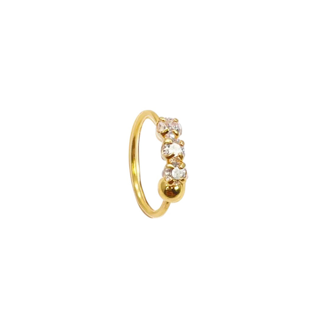 22kt geelgouden mooie kleine oorring/neusring met huggie, 8,4 mm diameter
