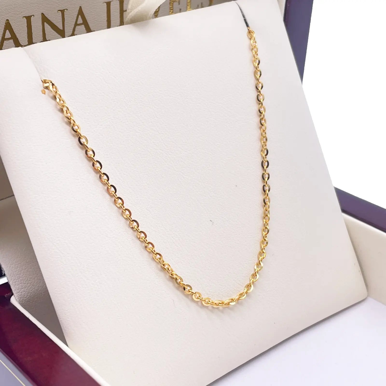 22ct Yellow Gold Cable Link Thin Chain 18''Inches 1.8mm Width 