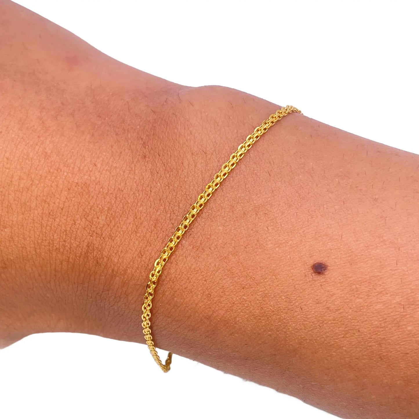 22ct Yellow Gold Flat Chain High Polished Bracelet 7'' inches 1.7mm Wide 
