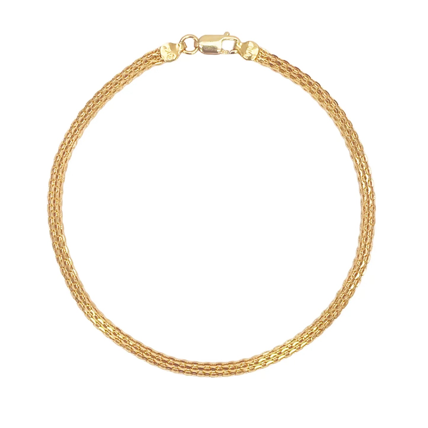 22ct Yellow Gold Flat High Polished Chain Bracelet 7'' inches 2.4mm Wide 