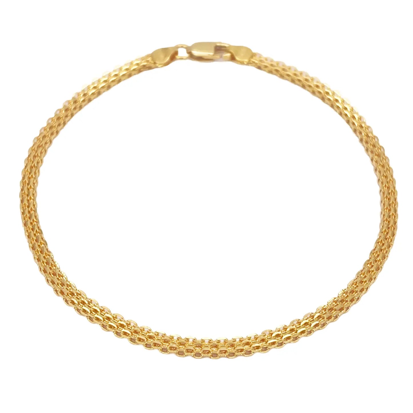 22ct Yellow Gold Flat High Polished Chain Bracelet 7'' inches 2.4mm Wide 