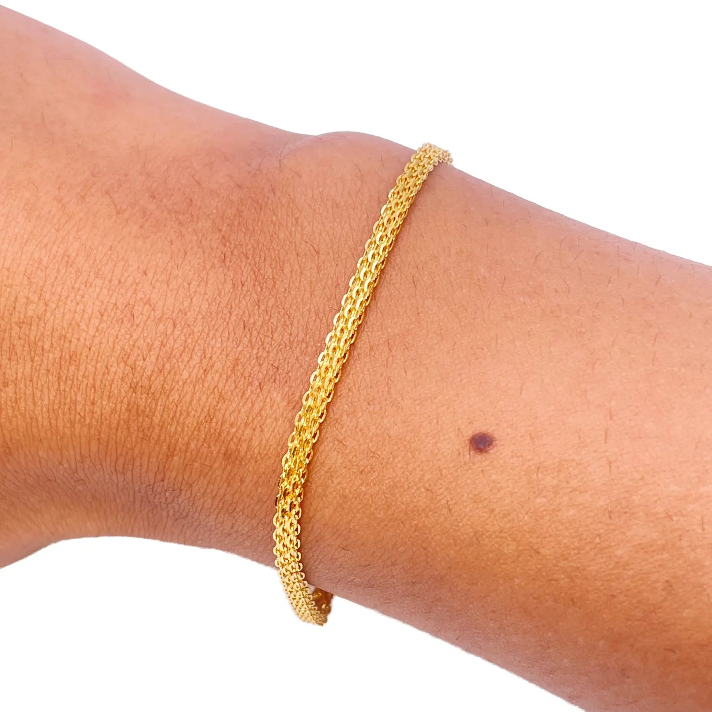 22ct Yellow Gold Flat High Polished Chain Bracelet 7'' inches 2.4mm Wide 