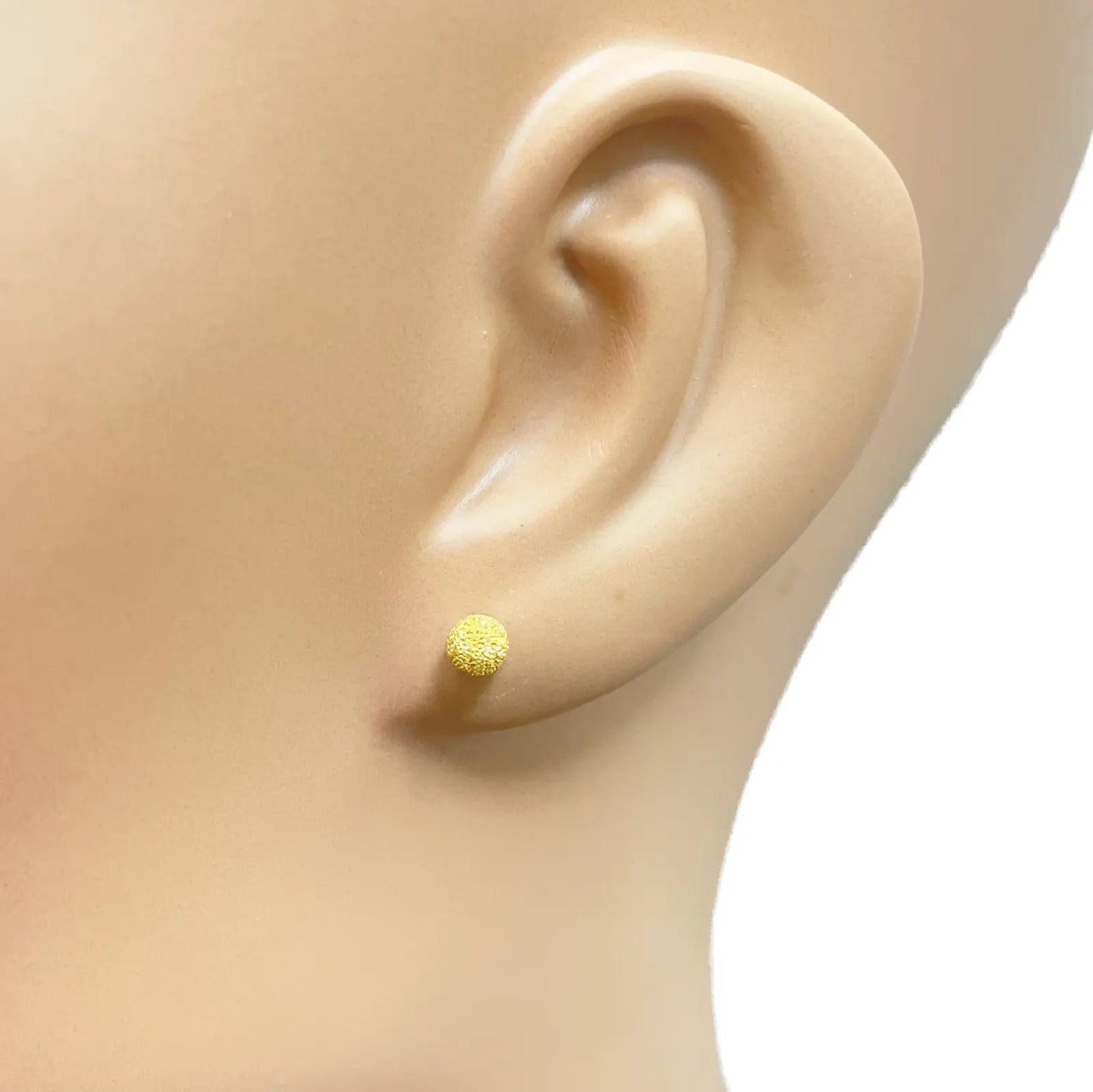 22ct Yellow Gold Glitter Ball Round Stud Earrings 4mm 