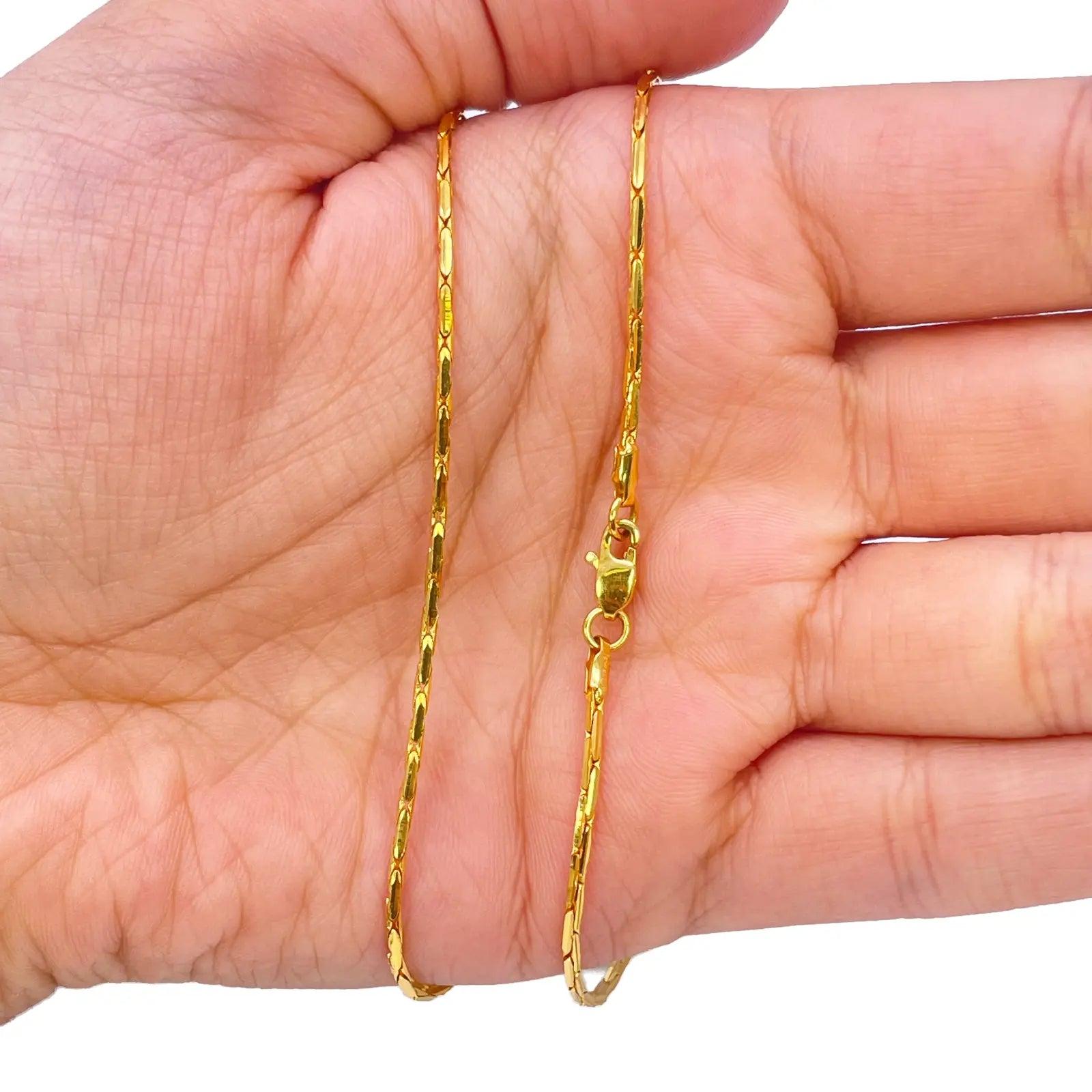 22ct Yellow Gold High Polished Bar Link Chain Necklace 18 inches 1.4mm Width  Chains