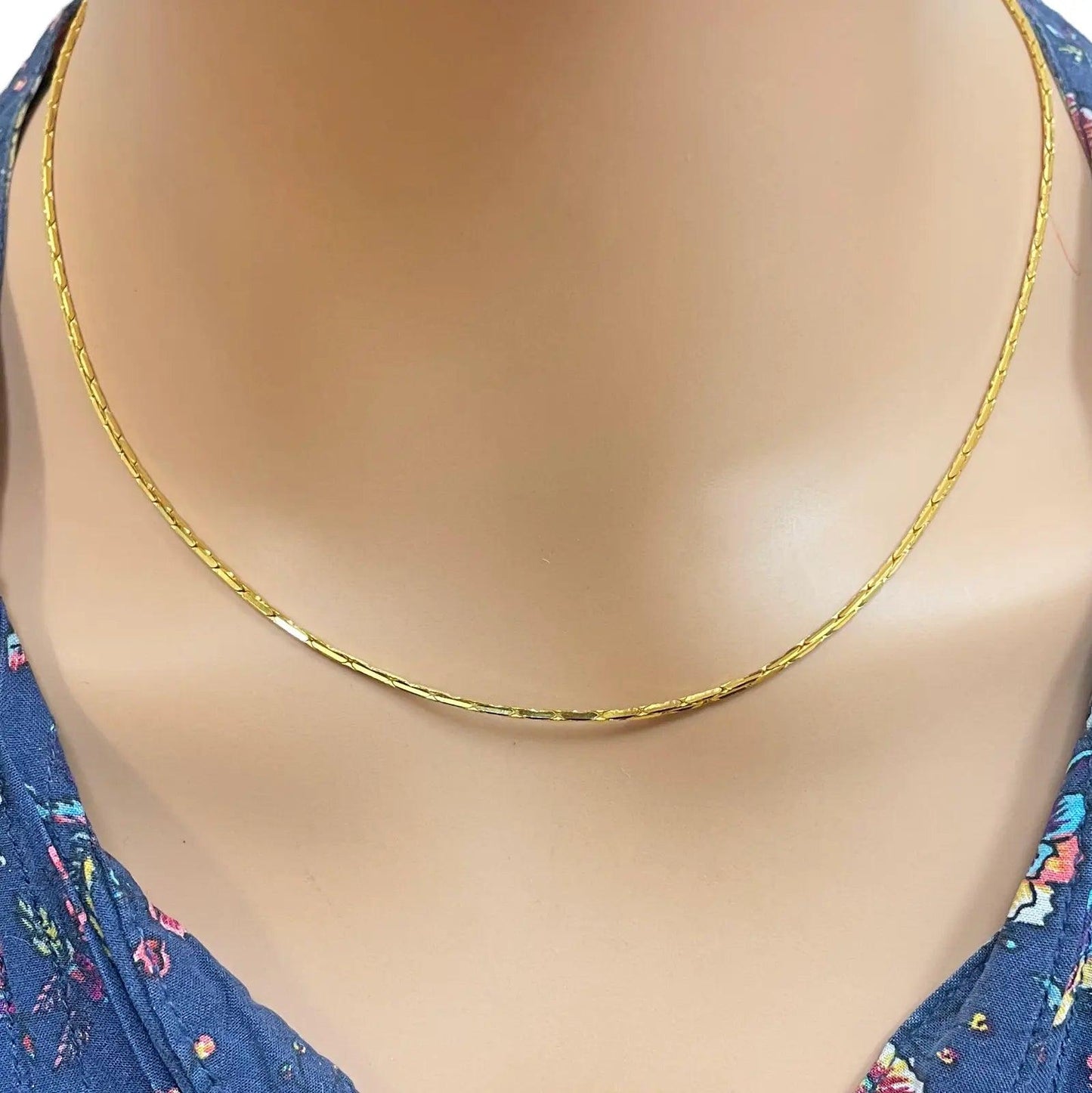 22ct Yellow Gold High Polished Bar Link Chain Necklace 18 inches 1.4mm Width  Chains