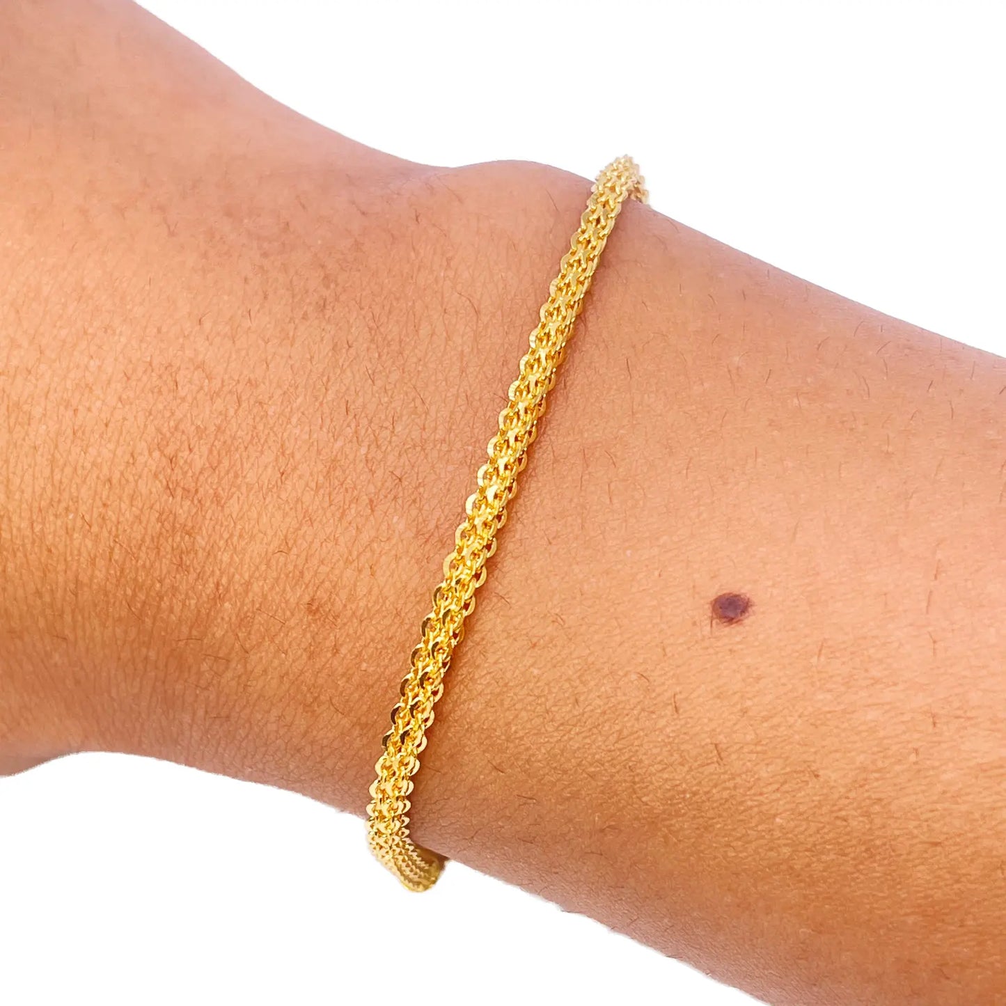 22ct Yellow Gold High Polished Chain Link Bracelet 7'' inches 2.3mm Wide 
