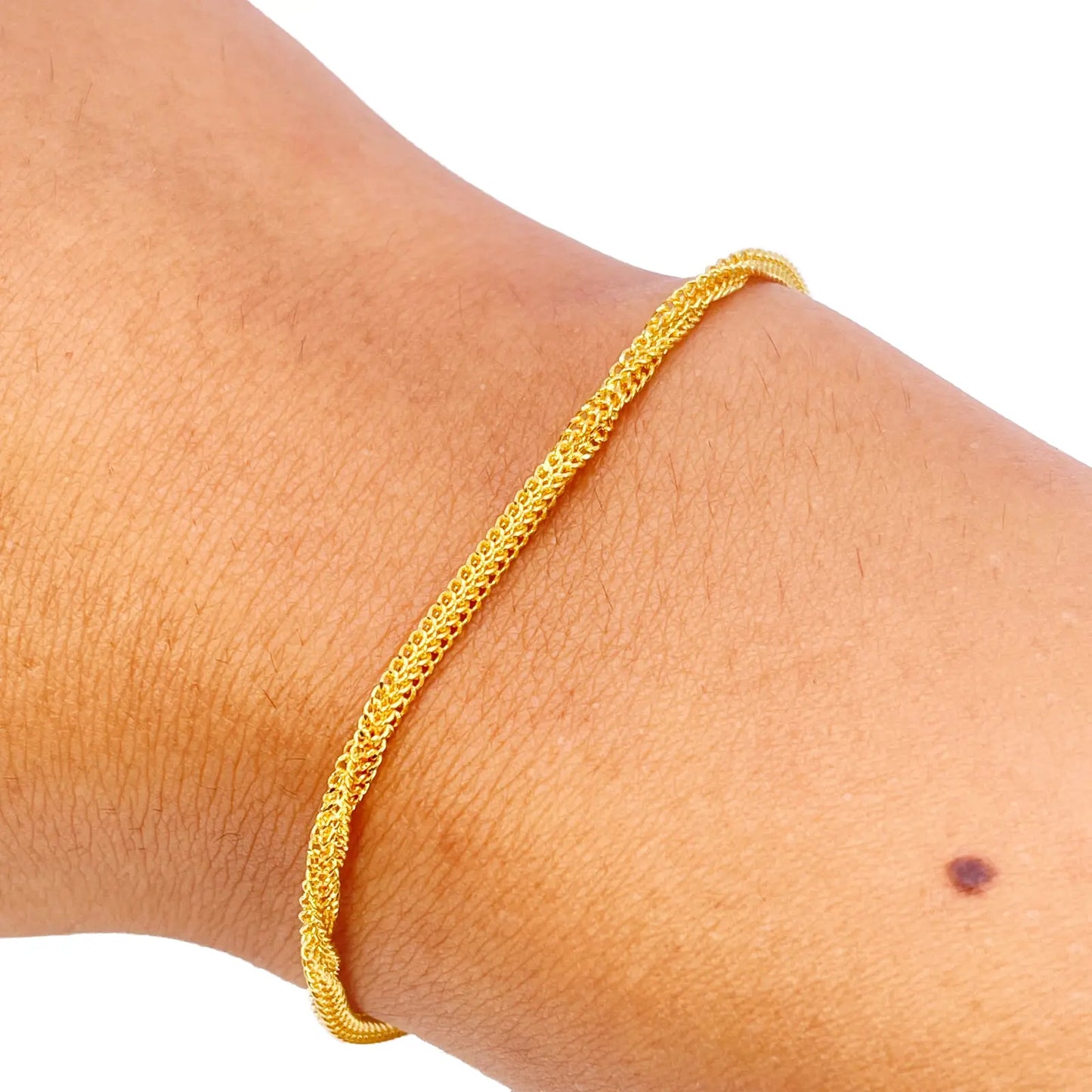 22ct Yellow Gold High Polished Chain Twisted Bracelet 6.5'' inches 2.3mm Wide 