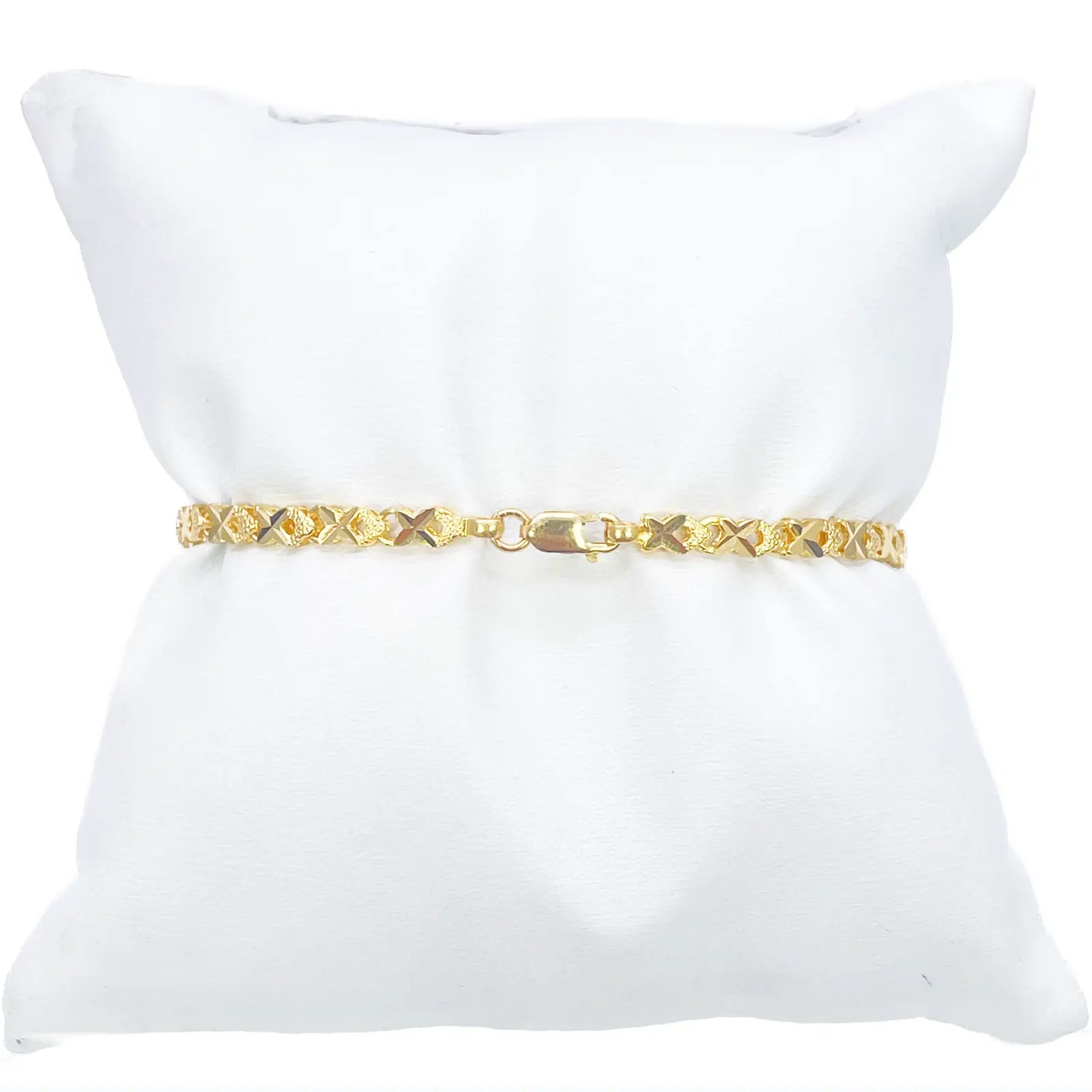 22ct Yellow Gold High Polished Diamond Cut Kiss Bracelet 7'' inches 3.3mm Wide 