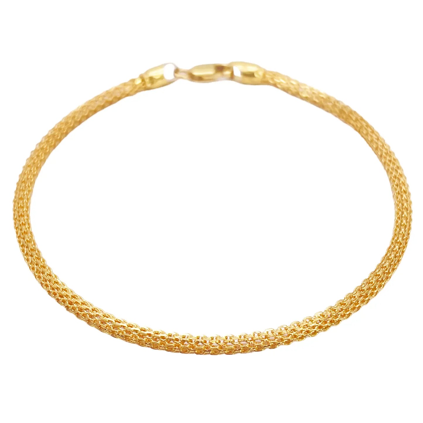 22ct Yellow Gold High Polished Rounded Chain Link Bracelet 2.4mm Width 