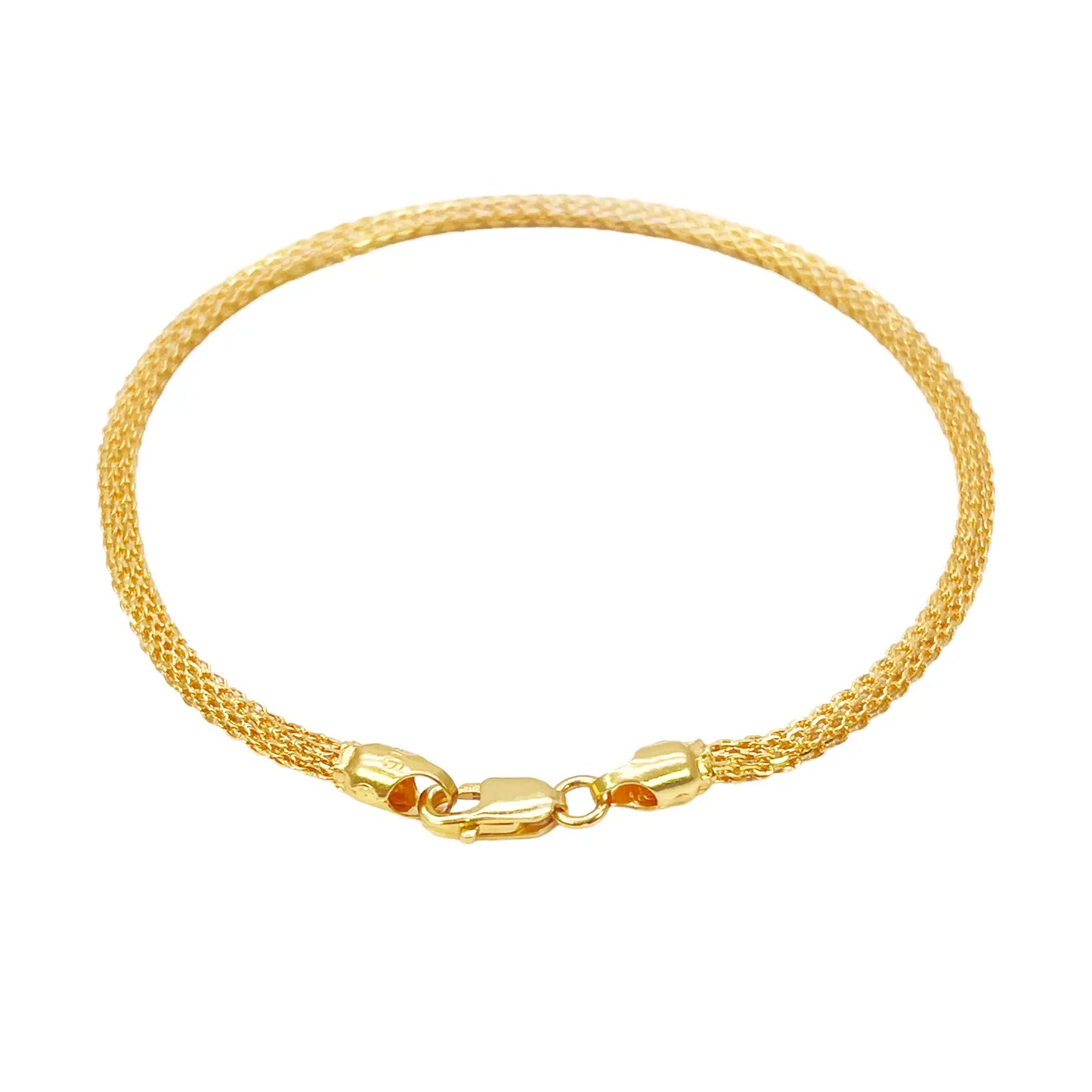 22ct Yellow Gold High Polished Rounded Chain Link Bracelet 2.4mm Width 