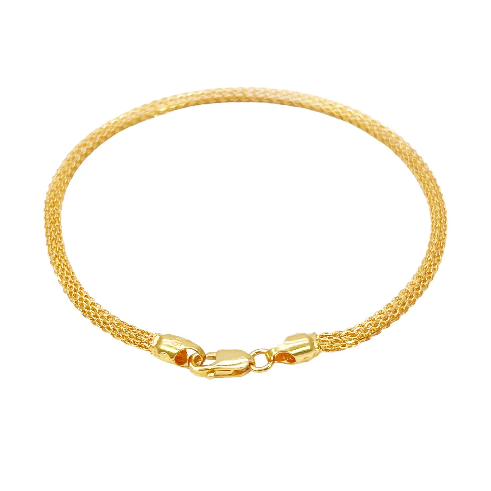 22ct Yellow Gold High Polished Rounded Chain Link Bracelet 2.4mm Width 