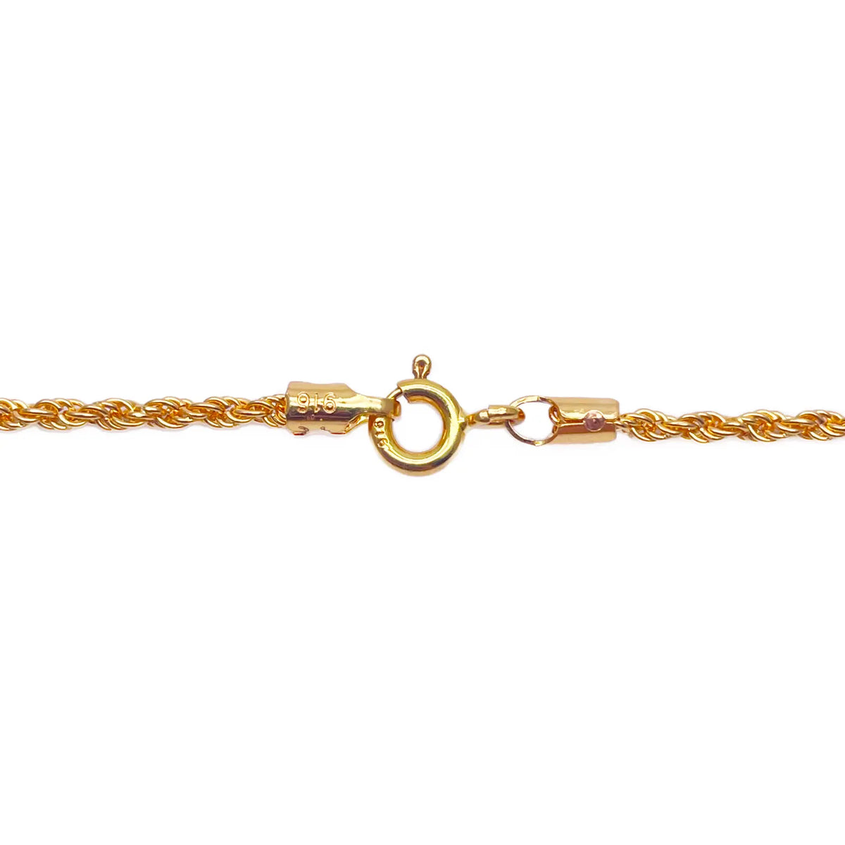 22ct Yellow Gold Lightweight Rope Chain Necklace 16 Inches 1.7mm Width 