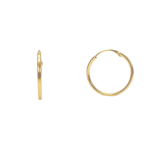 22ct Yellow Gold Pair Of Plain High Polished Hoop Earrings 15.5mm  Diamond Bracelets