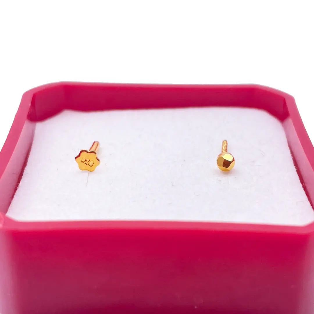 22ct Yellow Gold Plain Gold Diamond Cut design Nose Stud 2.3 MM  Diamond Bracelets