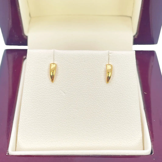 22ct Yellow Gold Plain High Polished Children's Earrings 6mm Length 
