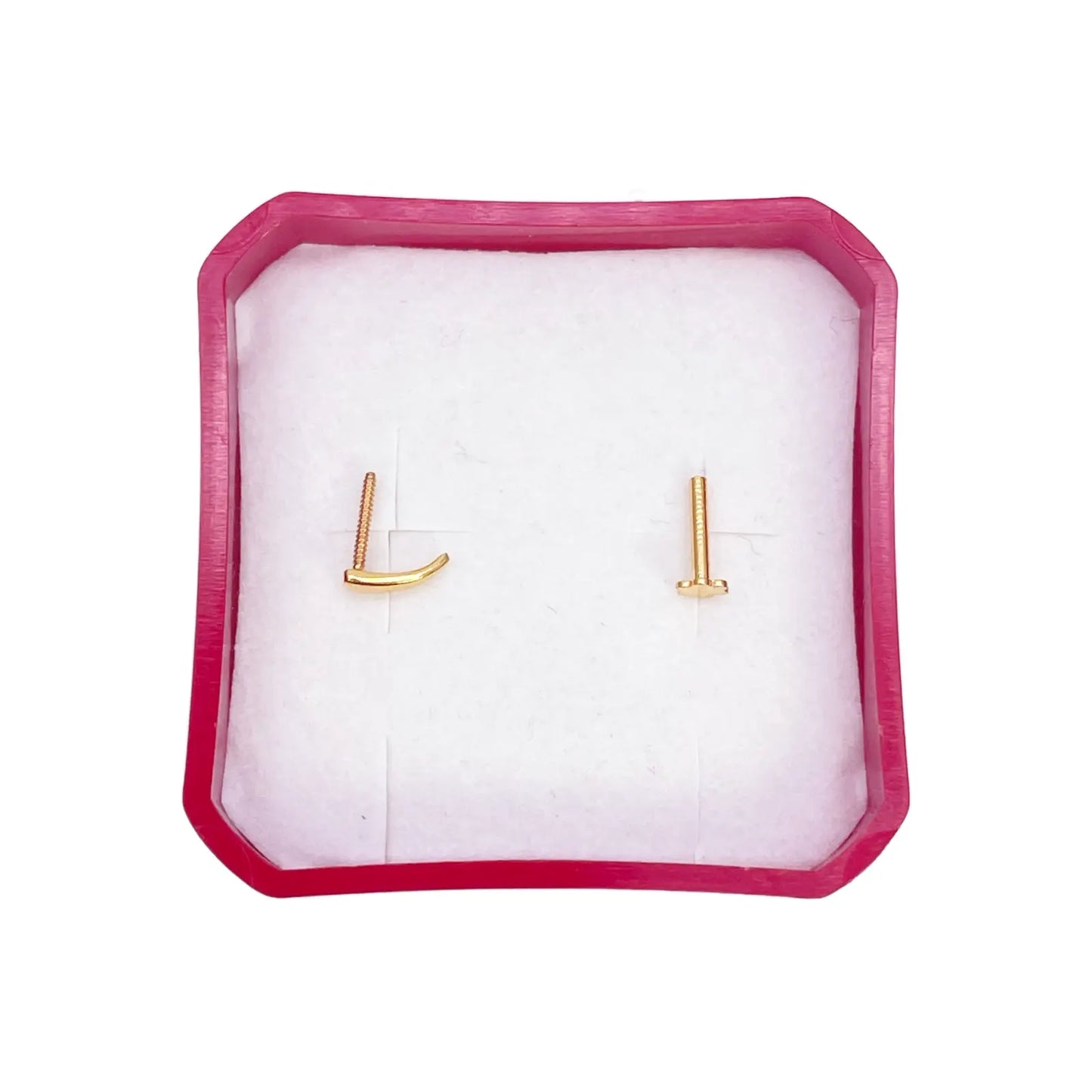 22ct Yellow Gold Plain High Polished Nose Stud/Pin 9mm Length 