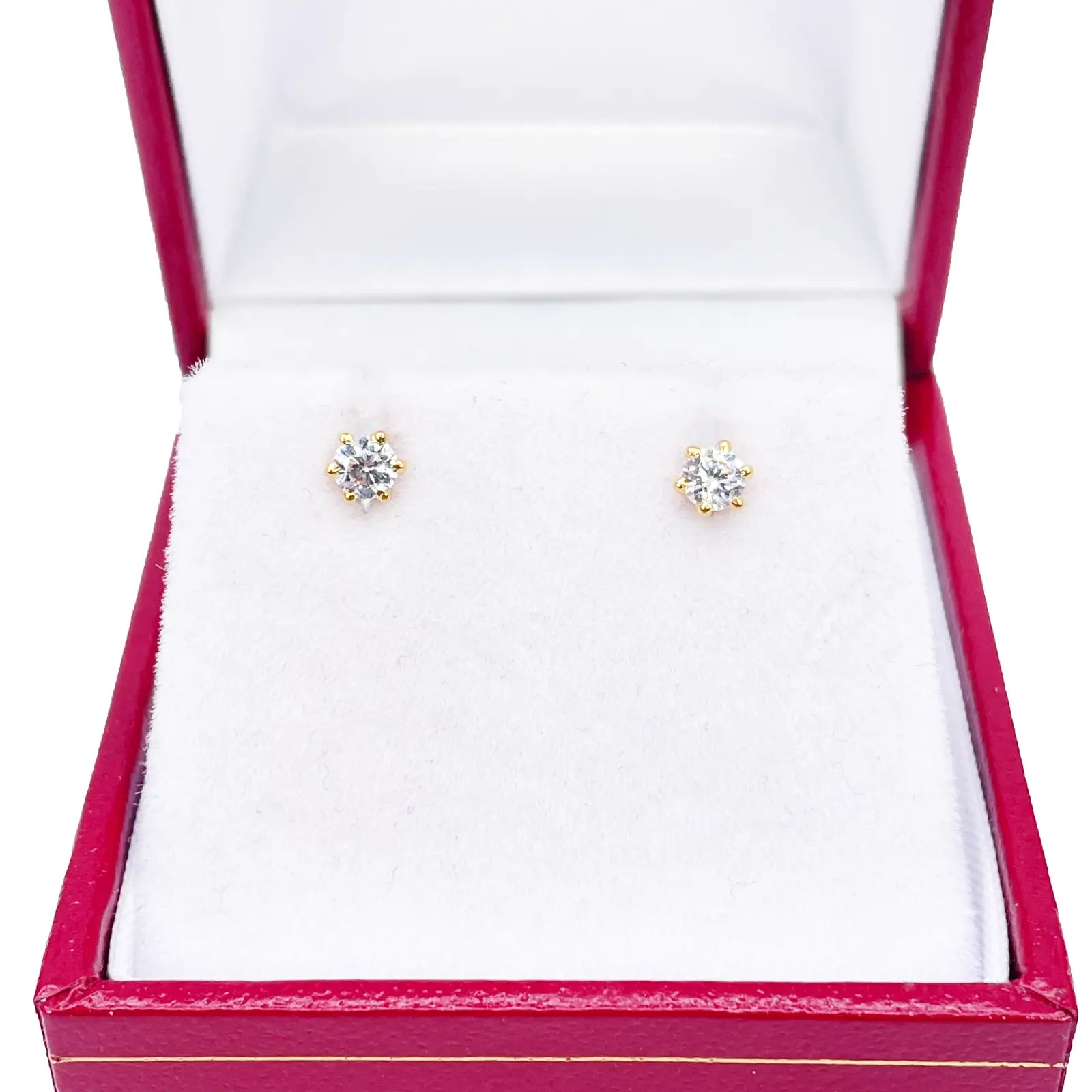 22ct Yellow Gold Six Claw Cubic Zirconia Prong Small Children's Earrings 3.5mm Width 