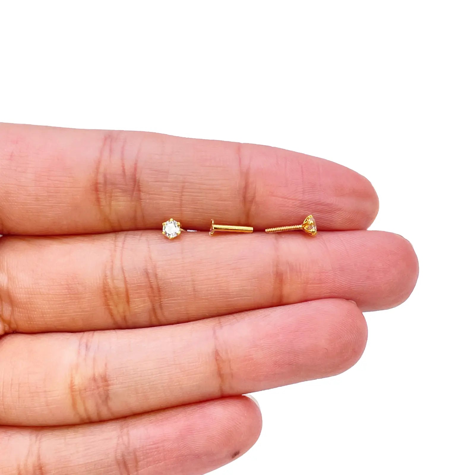 22ct Yellow Gold Six Claw Prong Cubic Zirconia Children's Earrings 3mm Width 