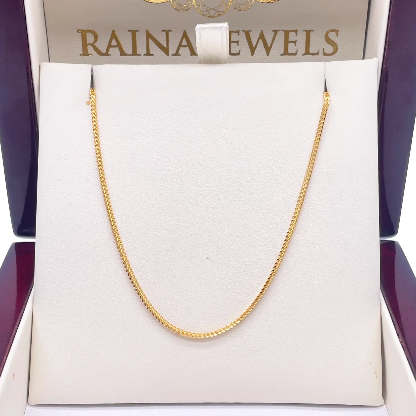 22ct Yellow Gold Solid Foxtail Chain Necklace 18'' inches 1.2mm Width 