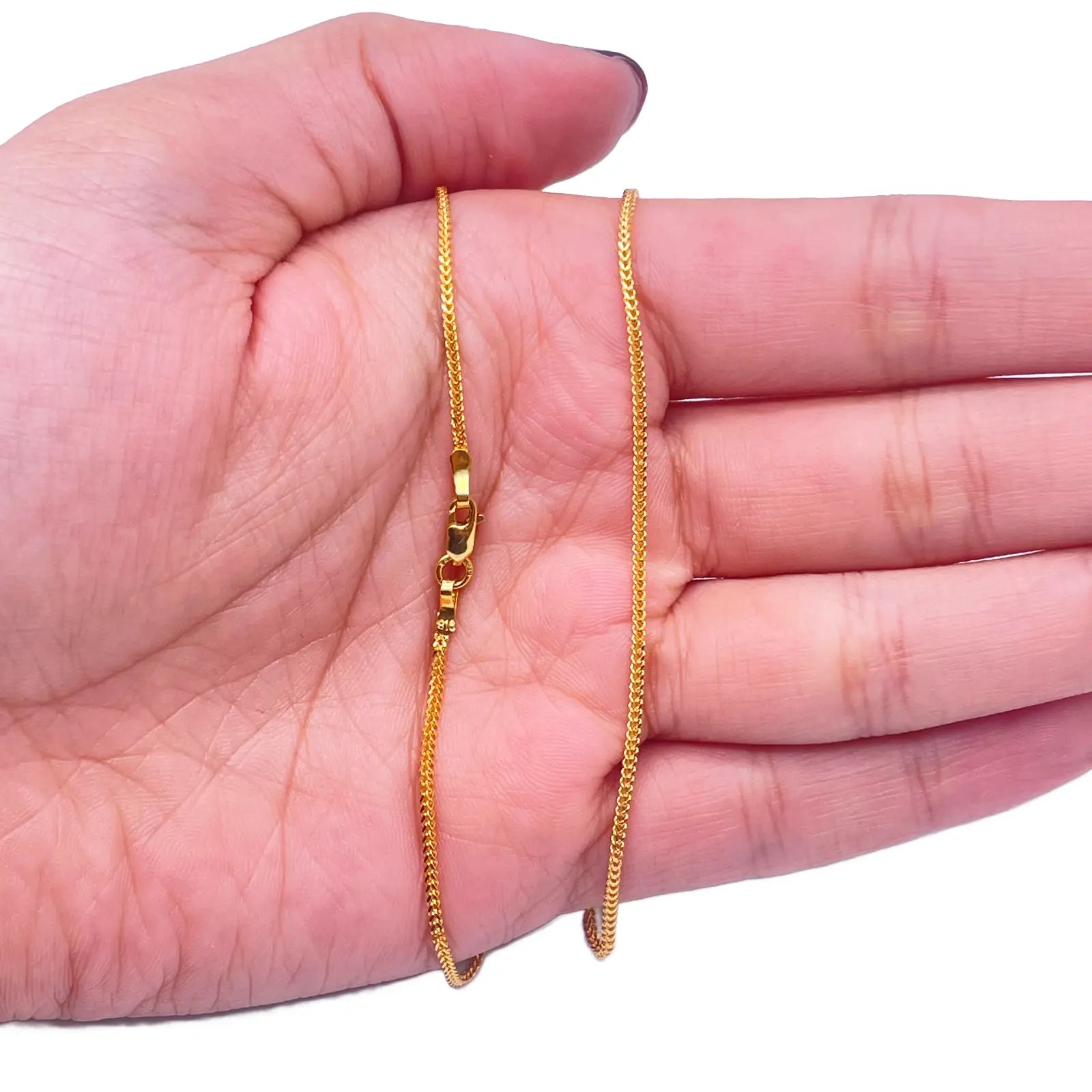 22ct Yellow Gold Solid Foxtail Chain Necklace 18'' inches 1.2mm Width 