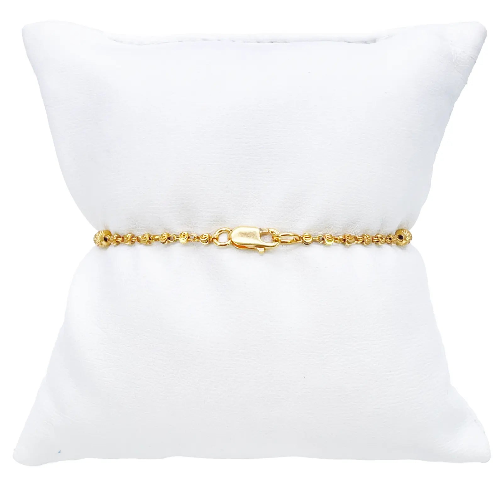 22ct Yellow Gold Sparkly Cubic Zirconia Glitter Ball & Diamond Cut Beads Ladies Bracelet 