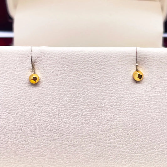 22ct Yellow Plain Gold Diamond Cut Children's Stud earrings set 2.3mm 