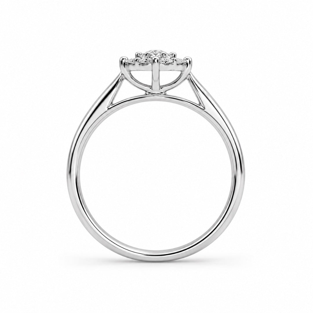 14ct White Gold 0.32ct Natural Diamond Seven Stone Daisy Cluster Flower Ring