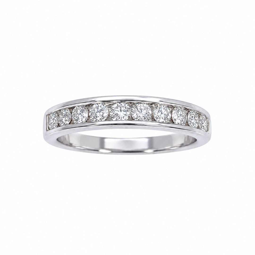 18ct White Gold Natural Diamond Channel Set Half Eternity Ring 0.50ct