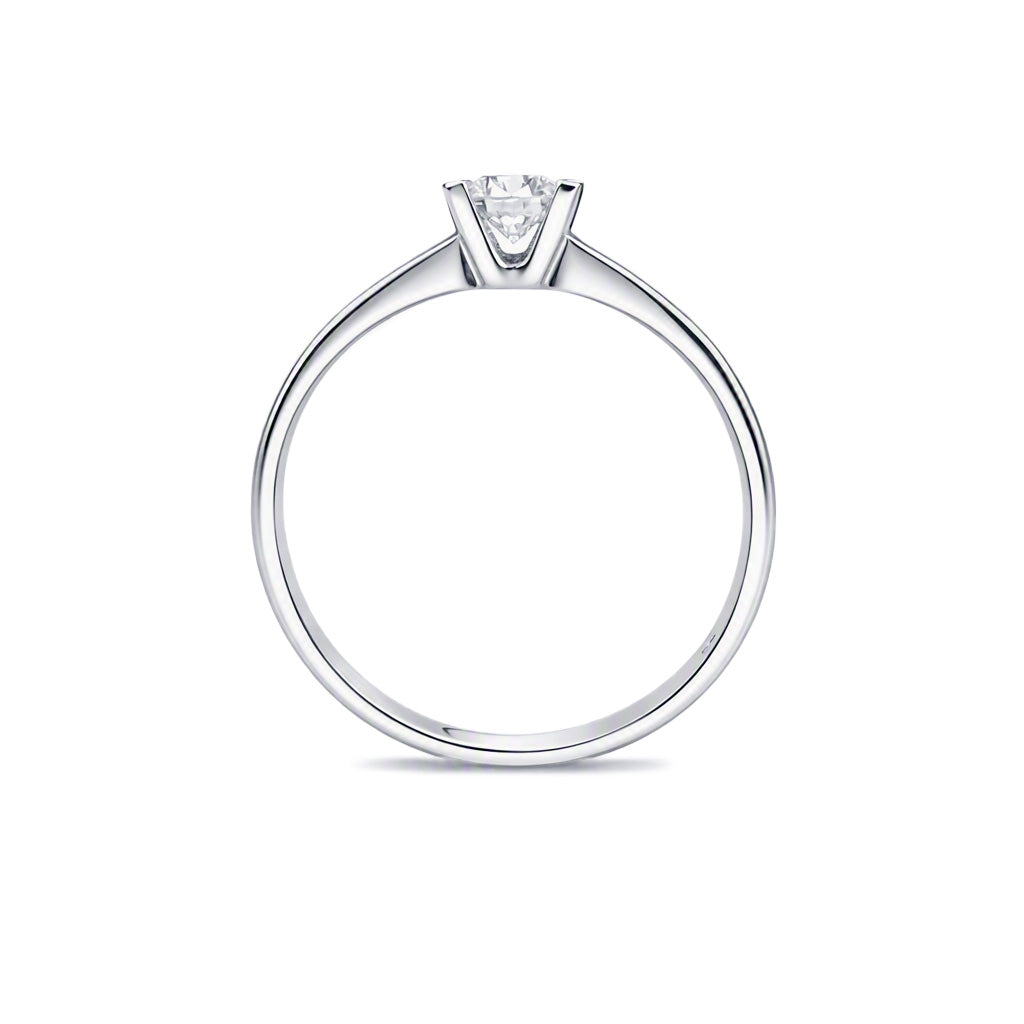 18ct White Gold Natural Diamond 0.24ct Four Claw V Setting Solitaire Ring