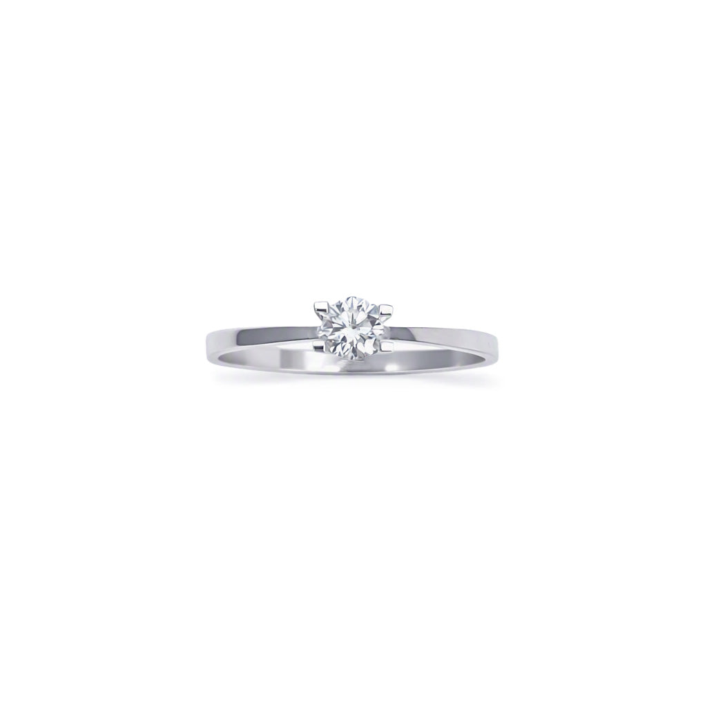 18ct White Gold Natural Diamond 0.24ct Four Claw V Setting Solitaire Ring