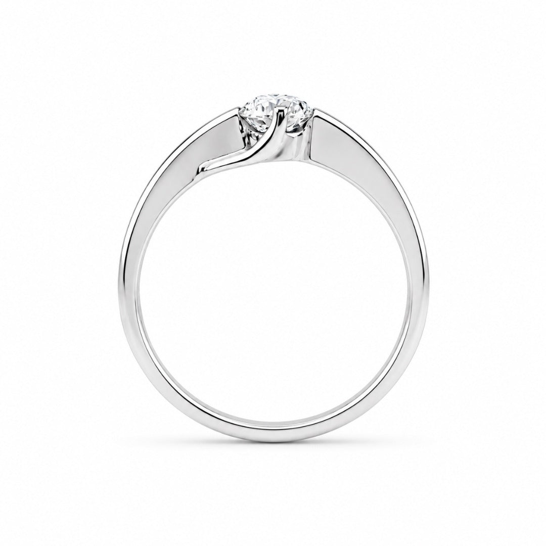 18ct White Gold Natural Diamond 0.33ct Bypass Crossover Solitaire Ring