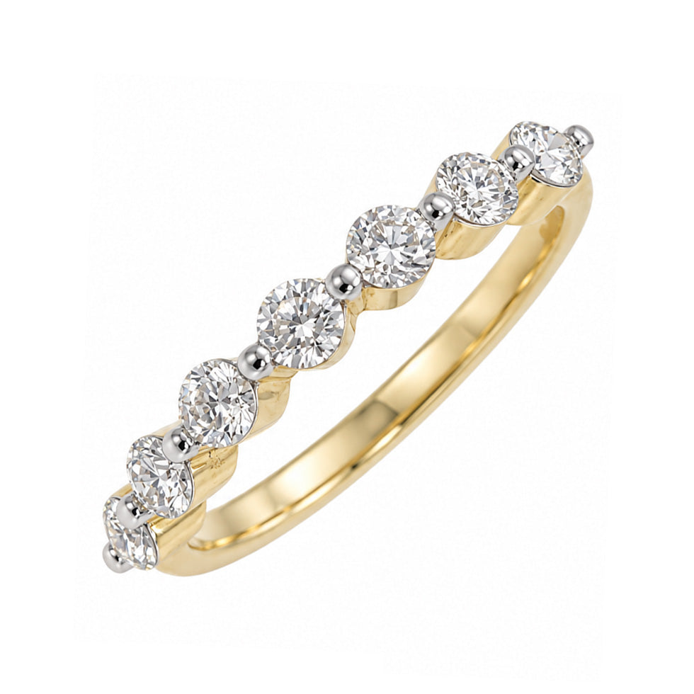 18ct Yellow Gold Natural Diamond Seven Stone Wedding Band 0.70ct