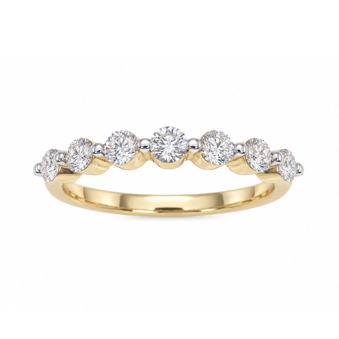 18ct Yellow Gold Natural Diamond Seven Stone Wedding Band 0.70ct