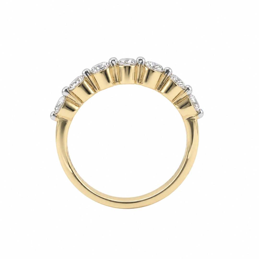 18ct Yellow Gold Natural Diamond Seven Stone Wedding Band 0.70ct