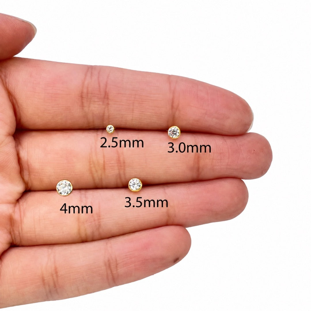 22kt geelgouden neussteek met cubic zirconia schroefsluiting (3,5MM-4,5MM)