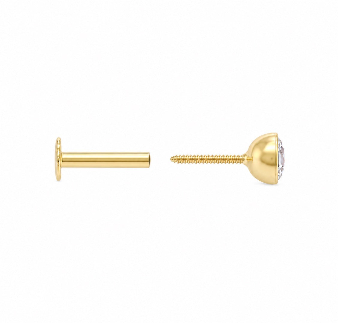 22kt geelgouden neussteek met cubic zirconia schroefsluiting (3,5MM-4,5MM)
