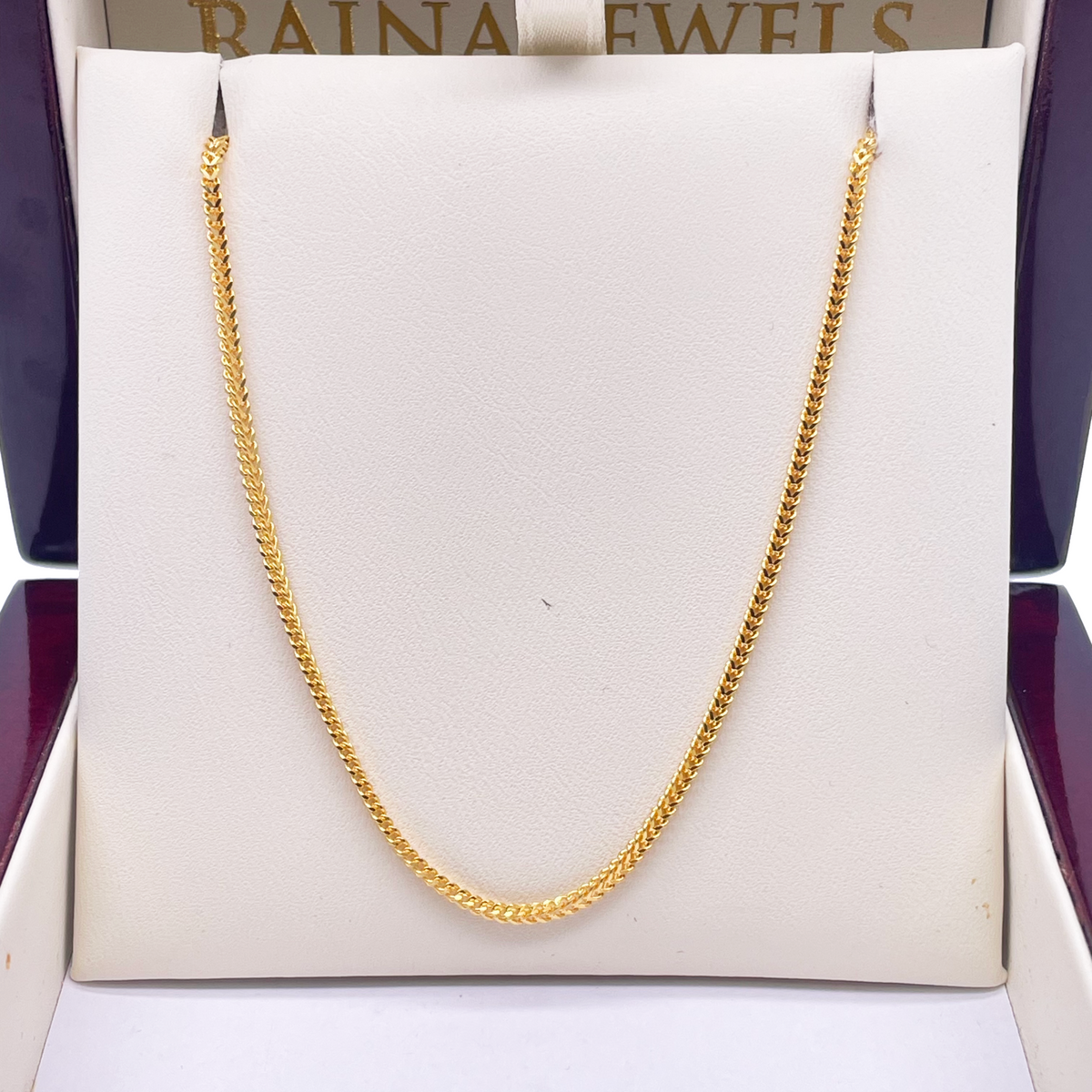 22kt geelgouden massieve Foxtail ketting 18'' inch 1,6mm breed
